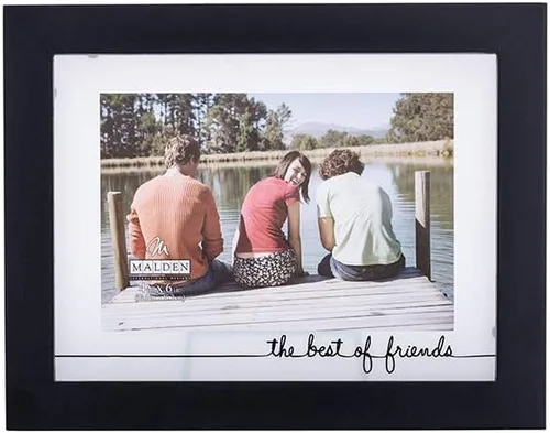Vista 2 de Malden International Designs Rustic Woods - Marco flotante de vidrio serigrafiado "The Best of Friends" con paspartú, 4 x 6 / 6 x 8 pulgadas