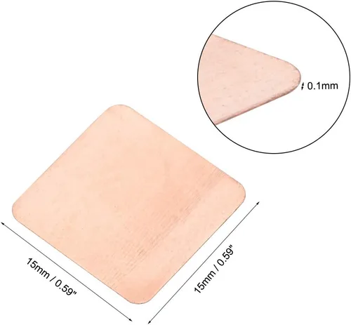 Vista 2 de uxcell Disipador térmico de cobre térmico de chipset IC plano para CPU GPU 0.591 x 0.591 x 0.004 in 10pcs