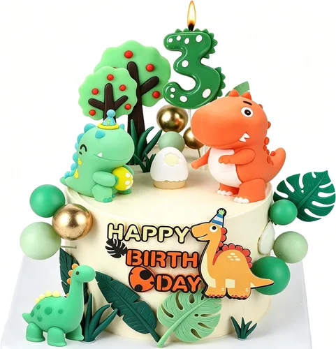 Vista 8 de 26Pcs Dinosaur Cake Topper Dinosaur Birthday Cake Decorations Reusable Dinosaur for All Ages