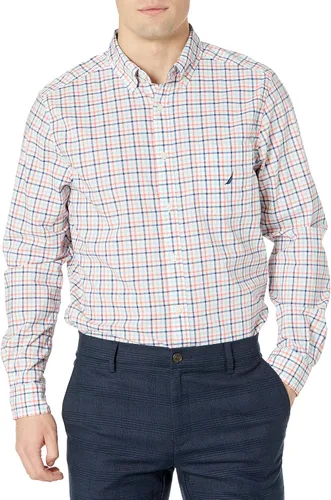 Vista 9 de Nautica - Camisa clásica para hombre, manga larga, con botones y elástica Índigo