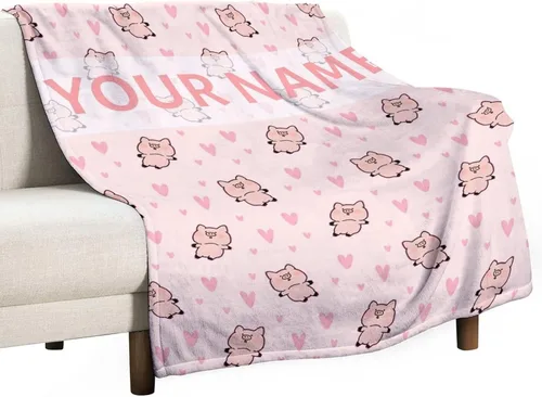 Vista 19 de Manta de cerdo para regalo, manta de franela polar de 30 x 40 pulgadas, suave para niñas, niños y adultos, ligera, cómoda, cálida manta con temática