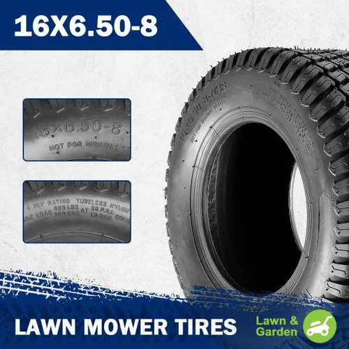 Vista 2 de MaxAuto 2 neumáticos para cortacésped de 16 x 6.50-8 para tractores de jardín, cortacéspedes, 4PR, sin cámara