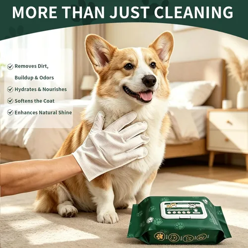 Vista 3 de 50 toallitas para guantes de mascotas para perros y gatos