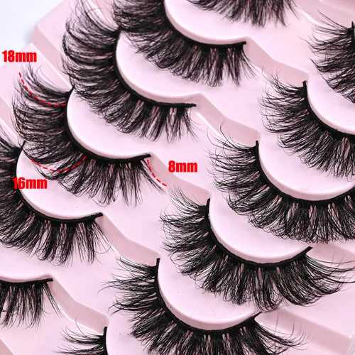 Vista 2 de IFSOWDRA Paquete de pestañas de ojo de gato, aspecto natural, corta, Wispy Strip Mink Lashes Pack