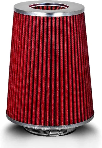 Vista 8 de Filtro de aire seco ROJO de 2.5" 63.5 mm con entrada de cono de aire frío de repuesto de alto rendimiento lavable con abrazadera 2.5-inch (63.5mm)