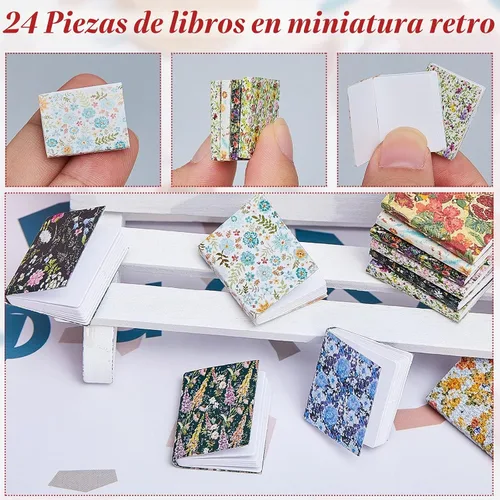 Vista 4 de Skylety 24 piezas a escala 1:12 en miniatura, libros de casa de muñecas surtidas, accesorios para casa de muñecas, libros pequeños, accesorios