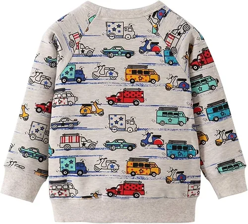 Vista 4 de Sudaderas para niños pequeños, de algodón, de manga larga, cuello redondo, sin botones, con estampado de dibujos animados, 2-7T