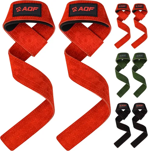 Vista 9 de AQF Leather Weight Lifting Straps, Heavy Duty Wrist Strap for Powerlifting Negro