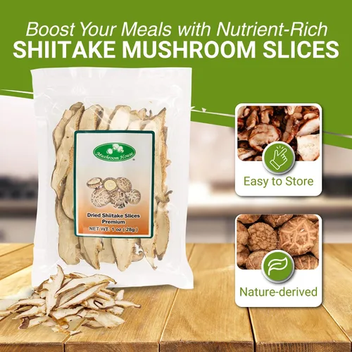 Vista 2 de Mushroom House (MUSI1) Rebanadas secas de hongos shiitake, 1 onza