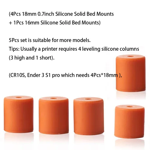 Vista 2 de Kit de nivelación de cama de impresora 3D, 5 espaciadores de cama de silicona Ender 3 y 4 tuercas de nivelación de cama Ender 3 S1/Ender 3, Ender 3