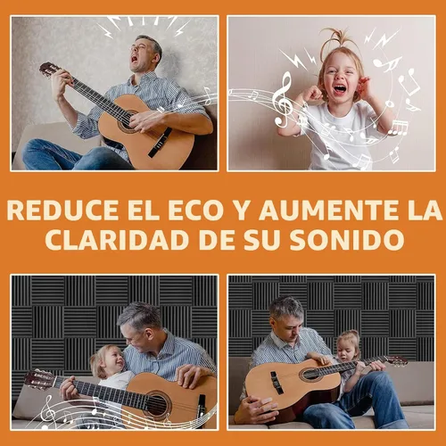 Vista 6 de Paquete de 12 paneles de espuma acústica, cuñas insonorizantes de alta densidad de 1 x 12 x 12 pulgadas para pared, recuperación rápida, resistentes