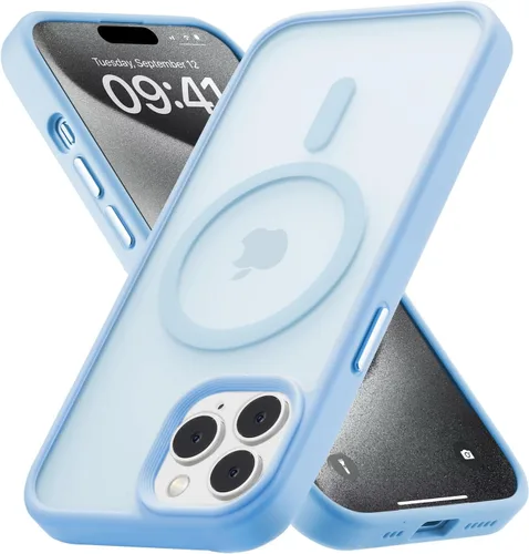 Vista 12 de Tigowos Funda magnética para iPhone 15, resistente a las caídas, sensación de piel mate, a prueba de golpes, ajuste delgado para iPhone 15, negro