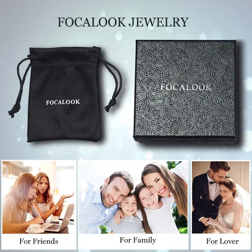 Vista 7 de FOCALOOK Collares de letra inicial de oro para hombres, adolescentes y niños, chapado en oro de 18 quilates, cadena de letra inicial A-Z, 16 pulgadas
