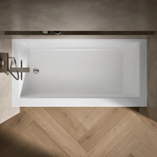 Vista 7 de Kohler 20201-LA-0 Bañera de alcoba Underscore® de 60" x 30" con delantal integral, brida integral y drenaje a la izquierda, Blanco