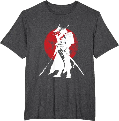 Vista 64 de Vintage Japanese Samurai Retro Bushido Warrior Japan Sword T-Shirt Asphalt Grey