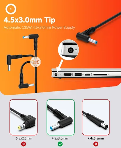 Vista 3 de Cargador para portátil de 135 W compatible con HP Spectre x360 OMEN 15 17 Pavilion Gaming 15 17 ec0013dx 15-ec0751ms L15534-001 TPN-DA11 TPN-CA13
