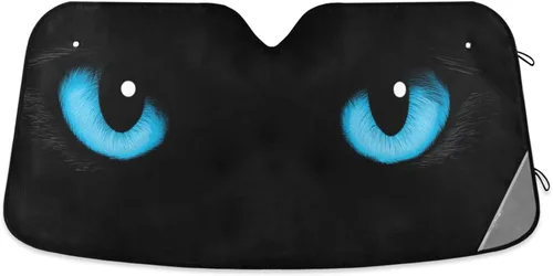 Vista 9 de Boccsty Parasol plegable para parabrisas de automóvil, diseño de ojos de niña de anime, protección solar plegable, bloquea los rayos UV, protector