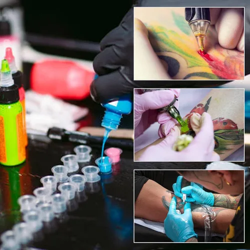 Vista 6 de Autdor Tapas de tinta pequeñas – 200 piezas de vasos de pigmento de tatuaje, vasos desechables de tinta de tatuaje para Microblading, maquillaje