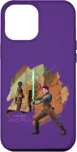 Vista 24 de iPhone 11 Star Wars Ahsoka Part Two Sabine Wren Mural y estuche de sable de luz