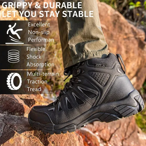 Vista 5 de SHULOOK Hiking Boots Men Waterproof Mid Boots Non-Slip LightWeight Comfortable