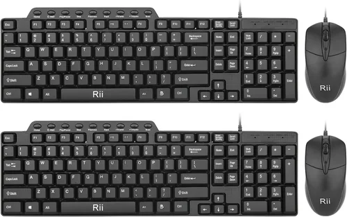 Vista 8 de Rii RK203 - Juego combinado de teclado y teclado básico con cable USB de tamaño ultra completo con teclado con teclado numérico para computadora