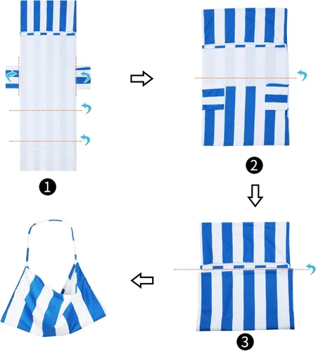 Vista 5 de Funda para silla de playa con bolsillos laterales, acogedora funda para silla de playa de secado rápido, para piscina, playa, jardín, hotel, tomar