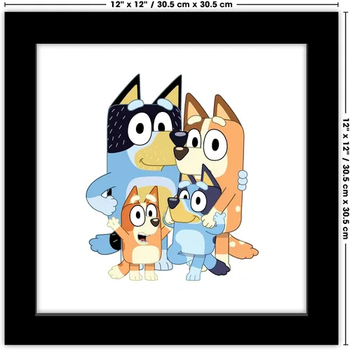 Vista 7 de Gallery Pops Bluey - Arte de pared de papá, mamá, Bluey y bingo, versión enmarcada negra, 12 x 12 pulgadas