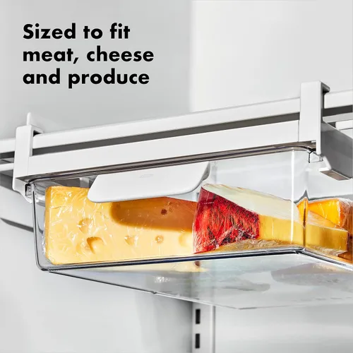Vista 3 de Cajón de almacenamiento debajo del estante del refrigerador OXO Good Grips de 14 pulgadas - para carnes delicadas, queso, productos y más