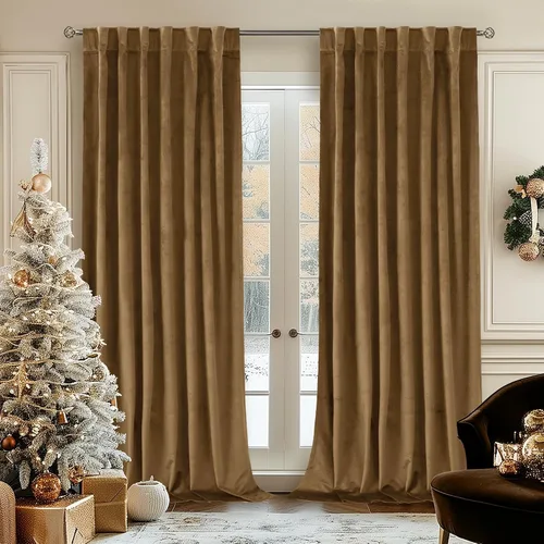 Vista 12 de BGment Cortinas de terciopelo rosa polvoriento, 2 paneles de 84 pulgadas, 2 paneles para sala de estar, aislamiento térmico de lujo, reducen