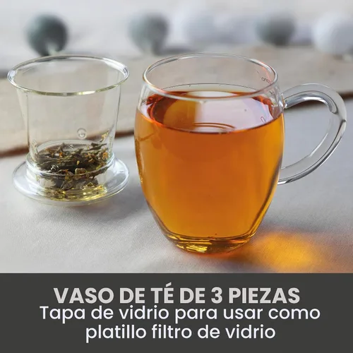 Vista 3 de Creano Vaso de té con infusor y tapa de 13.5 fl oz - Taza de té grande - Apto para microondas y lavavajillas - Set de regalo para tetera de hojas 1