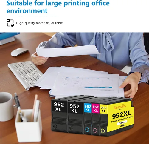 Vista 6 de Cartuchos de tinta de alto rendimiento 952XL (paquete de 5, 2 negro/1 cian/1 magenta/1 amarillo) compatibles con HP 952 952XL repuesto de tinta