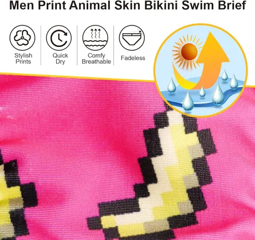 Vista 5 de FIROTTII Hombres Imprimir Animal Skin Bikini Swim Brief Hombres Traje de baño Traje de baño Sexy para Hombres