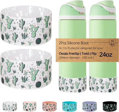 Vista 26 de WK IEASON 2 fundas de silicona para botella de agua Owala, base protectora para botella de agua Owala FreeSip Twist y Flip Flask accesorios para 3D