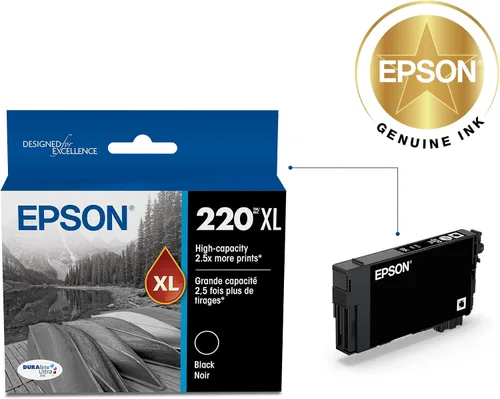 Vista 2 de Epson 220 DURABrite Ultra Ink Cartucho de Tinta de Alta Capacidad Negro (T220XL120-S) Funciona con WorkForce WF-2630, WF-2650, WF-2660, WF-2750