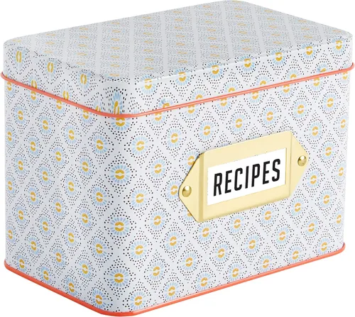 Vista 5 de C.R. Gibson Juego de tarjetas de recetas y caja: caja de recetas de lata de estilo vintage con 40 tarjetas y 12 divisores, 4.2 x 6.6 pulgadas