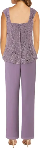 Vista 5 de 3 piezas de vestidos de madre de la novia, trajes de pantalón, vestido formal de noche de encaje, vestido formal para boda, vestido de novio