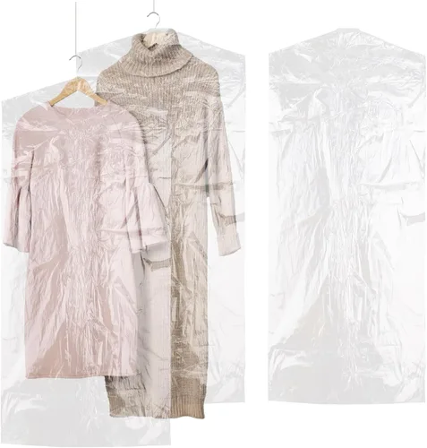 Vista 9 de Framendino, Paquete de 20 bolsas de plástico desechables para limpieza en seco de 23.63 x 60 pulgadas, protectores para colgar ropa transparente