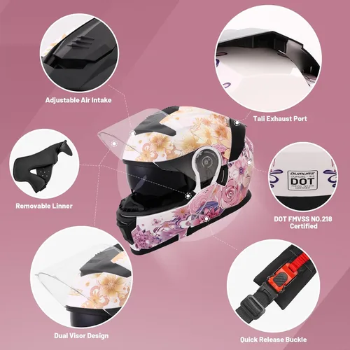 Vista 6 de OUMURS Cascos Modulares de Motocicleta de Cara Completa Abatibles para Motocicleta de Calle Casco de Motocicleta para Adulto Unisex Modelo 912
