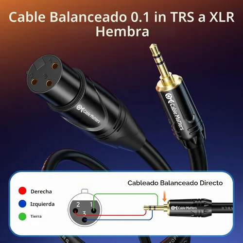 Vista 2 de Cable Matters Cable de 0.1 in a XLR, macho a hembra, 6 pies
