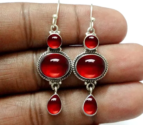 Vista 23 de Pendientes colgantes de plata esterlina fina para mujeres y niñas, aretes colgantes de piedras preciosas auténticas, aretes colgantes de gota