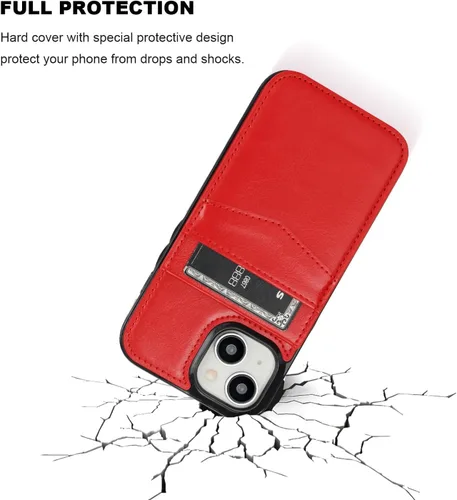 Vista 60 de KIHUWEY - Funda tipo cartera compatible con iPhone 15 con soporte para tarjetas de crédito, cierre magnético, soporte de cuero premium, cubierta