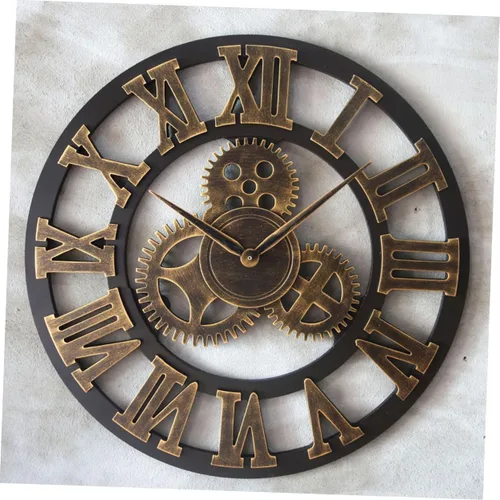 Vista 9 de IMIKEYA Reloj de pared vintage steampunk reloj de pared de metal engranaje de pared reloj digital digital de pared silencioso moderno reloj de bambú