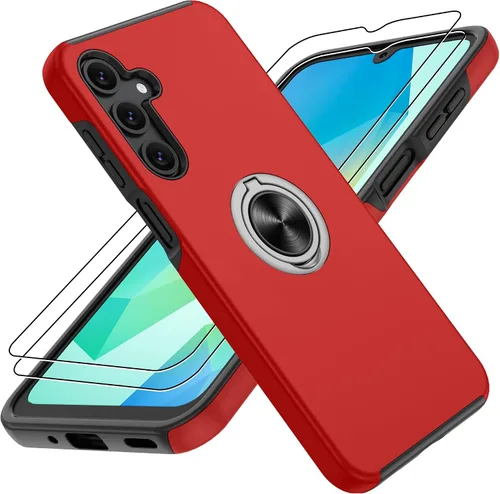 Vista 32 de Gritup - Funda para Galaxy A05S con protector de pantalla HD×2, funda protectora para teléfono a prueba de golpes con soporte magnético de anillo