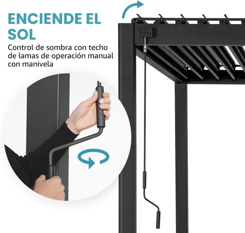 Vista 4 de Mirador 111S - Pérgola con listones redondeada de 10 pies x 10 pies, estructura completa de aluminio, techo ajustable, para exterior, duradera