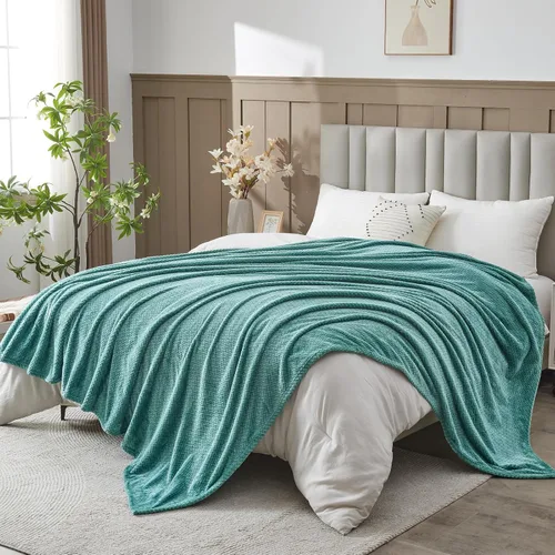 Vista 21 de NEWCOSPLAY Manta de Tiro Súper Suave Aqua Franela Sedosa Premium Fleece con Patrón de Hojas Ligera Manta de Cama para Uso en Todas las Estaciones