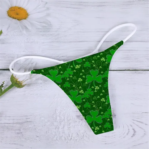 Vista 2 de Tangas de hilo para el día de San Patricio para mujer, sexy, sexy, sexy, sexy, sexy, sexy, sexy, con espalda en T, hipster, Como se ve
