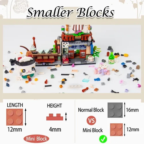 Vista 4 de Kit de mini bloques plegables japoneses de vista callejera - Tienda Izakaya, juguete de tienda de mini marca japonesa, regalo para adultos, niños