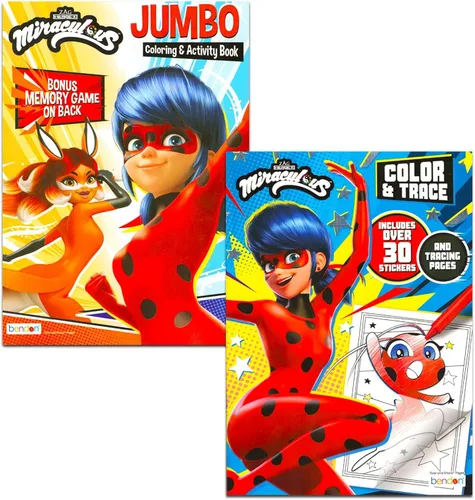 Vista 2 de Miraculous Juego de actividades de mariquita para niños, paquete con varios libros para colorear, calcomanías y más Suministros de fiesta