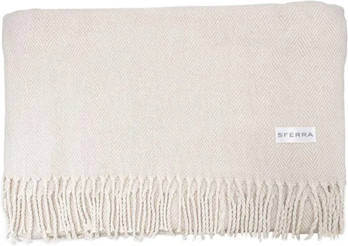 Vista 11 de Sferra Celine Herringbone, manta 100% algodón, color aguamarina