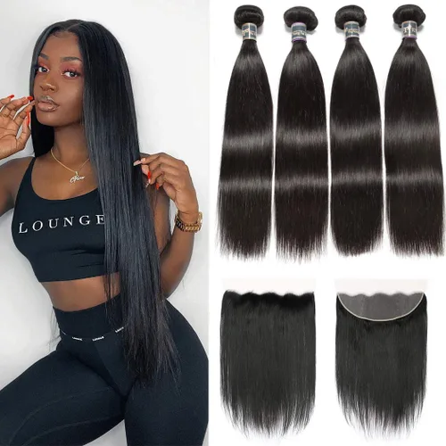 Vista 10 de Extensiones de cabello, liso, malasio, calidad 9A